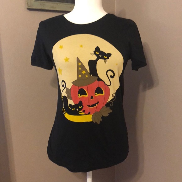 Voodoo Vixen Tops - Voodoo Vixen Cat Pumpkin Tee